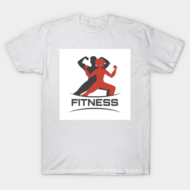 Fitness Logo with Posing bodybuilders T-Shirt by devaleta